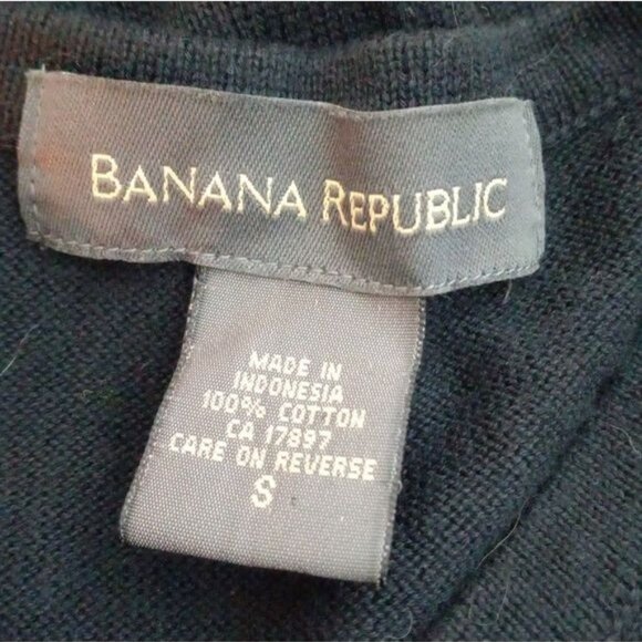 Banana Republic Size Small Black V-Neck Sweater Cotton Long Sleeve Lightweight - Picture 8 of 9